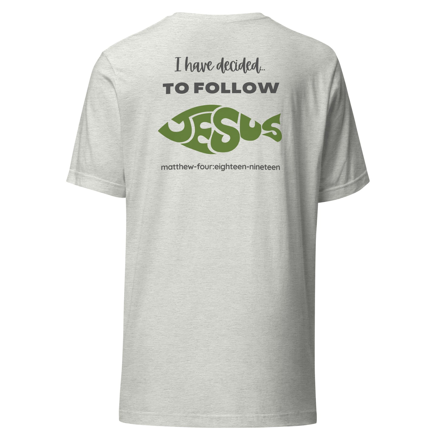 Follow Jesus short sleeve t-shirt ash