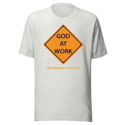 Caution…God At Work short sleeve t-shirt ash