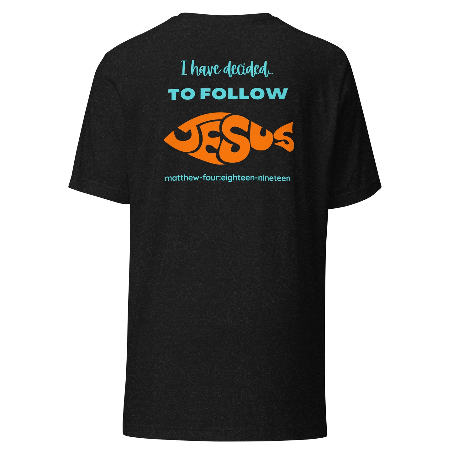 Follow Jesus short sleeve t-shirt black heather