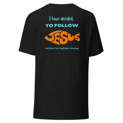 Follow Jesus short sleeve t-shirt black heather