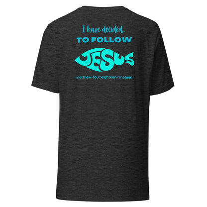 Follow Jesus short sleeve t-shirt dark gray heather