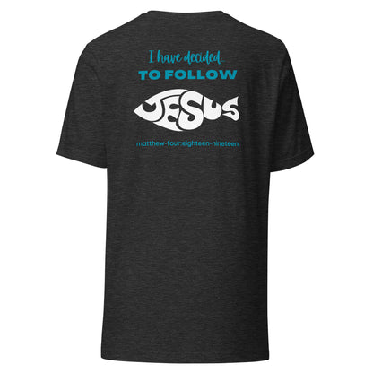 Follow Jesus short sleeve t-shirt dark gray heather