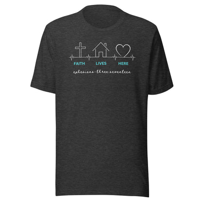 Faith Lives Here short sleeve t-shirt dark gray heather