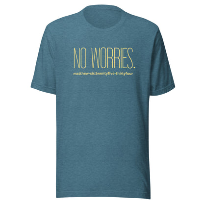 No Worries short sleeve t-shirt heather deep teal