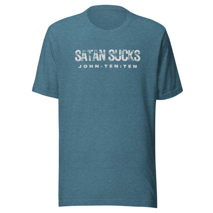 Satan Sucks short sleeve t-shirt heather deep teal