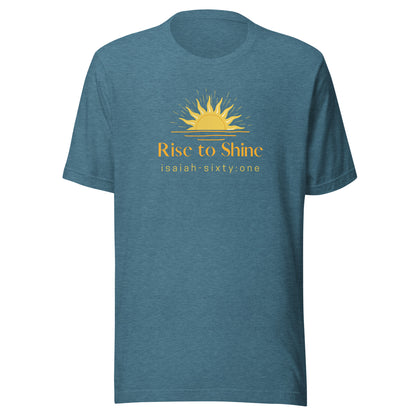 Rise and Shine short sleeve t-shirt heather deep teal