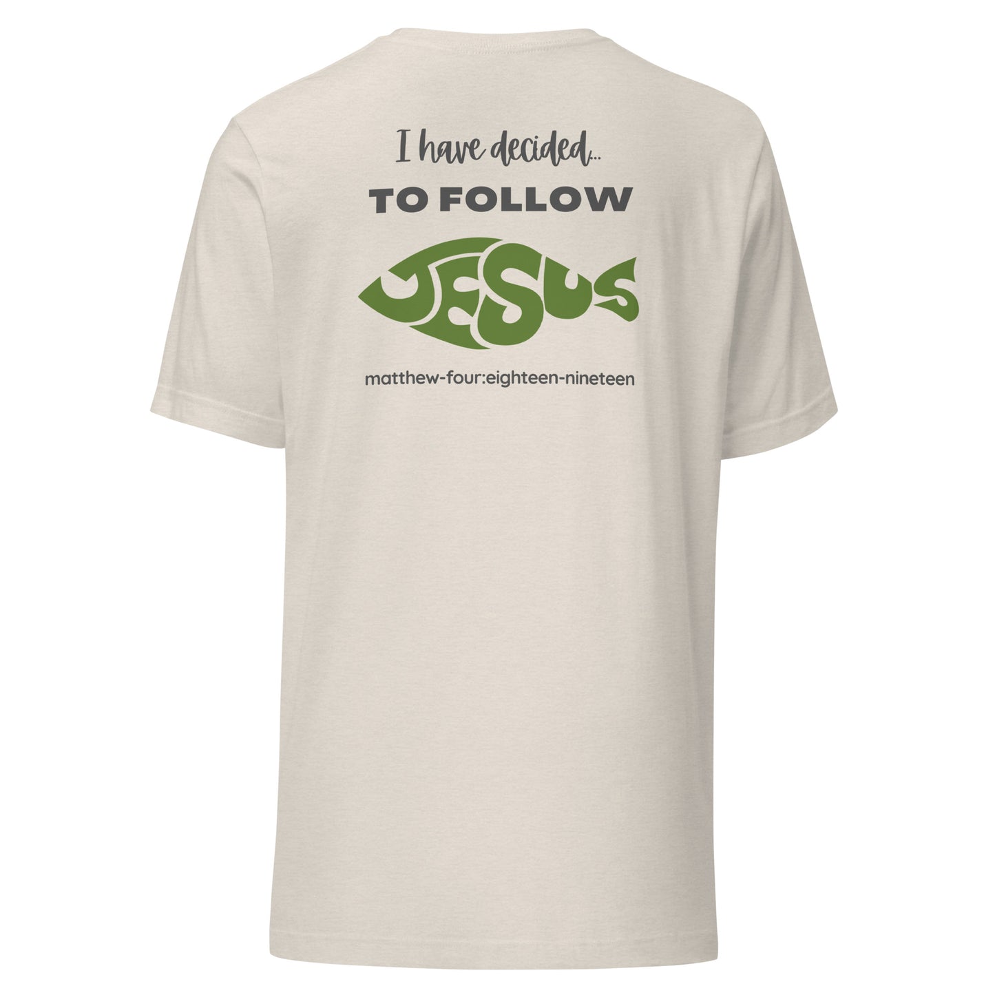 Follow Jesus short sleeve t-shirt heather dusk