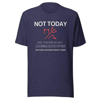 Not Today Satan short sleeve t-shirt heather midnight navy