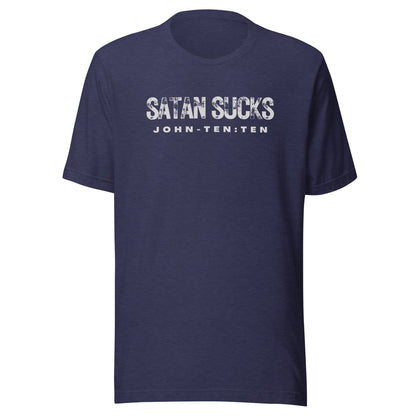 Satan Sucks short sleeve t-shirt heather midnight navy