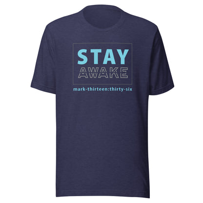 Stay Awake short sleeve t-shirt heather midnight navy