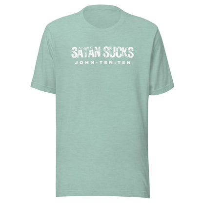 Satan Sucks short sleeve t-shirt heather prism dusty blue