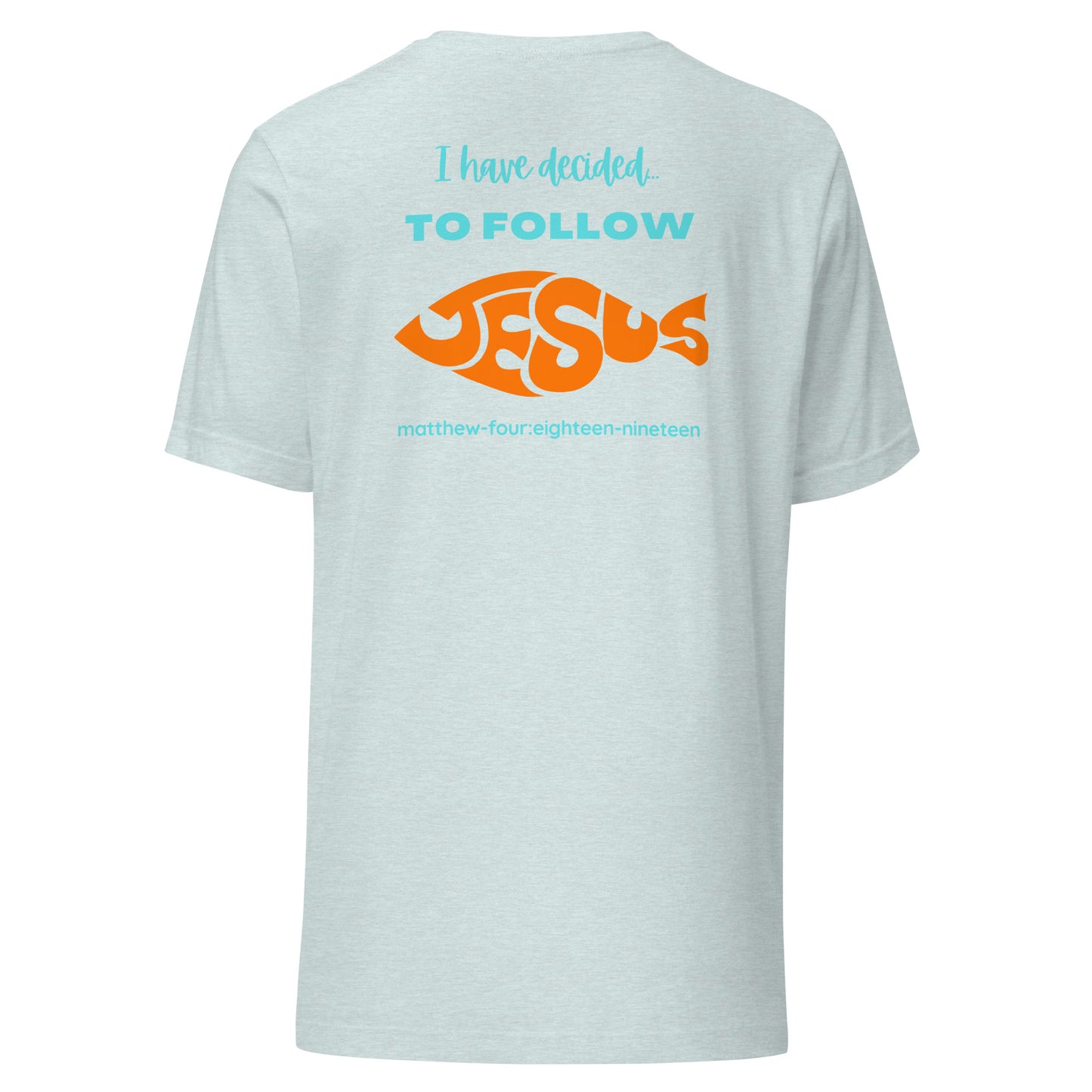 Follow Jesus short sleeve t-shirt heather prism ice blue