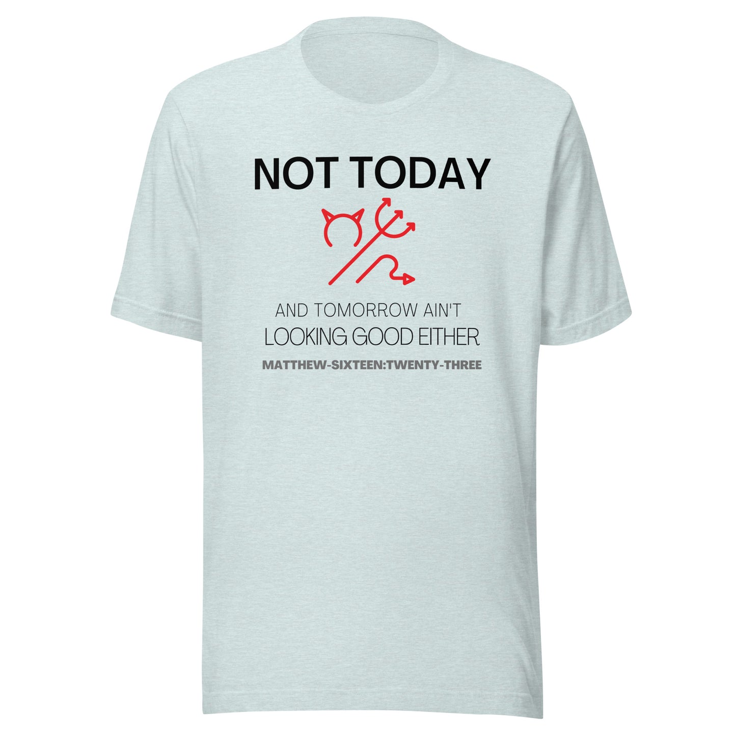 Not Today Satan short sleeve t-shirt heather prism ice blue