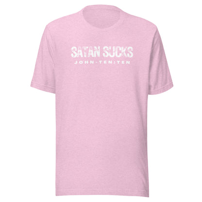 Satan Sucks short sleeve t-shirt heather prism lilac