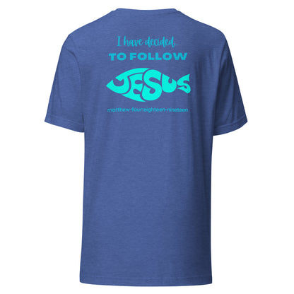 Follow Jesus short sleeve t-shirt heather true royal