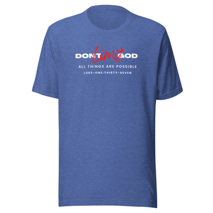 Don’t Limit God short sleeve t-shirt heather true royal