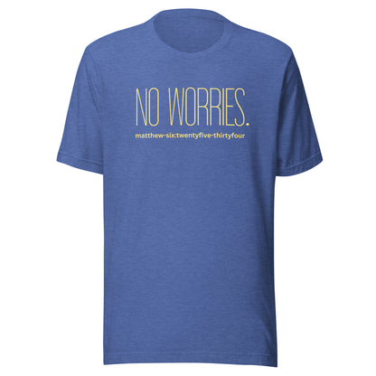 No Worries short sleeve t-shirt heather true royal